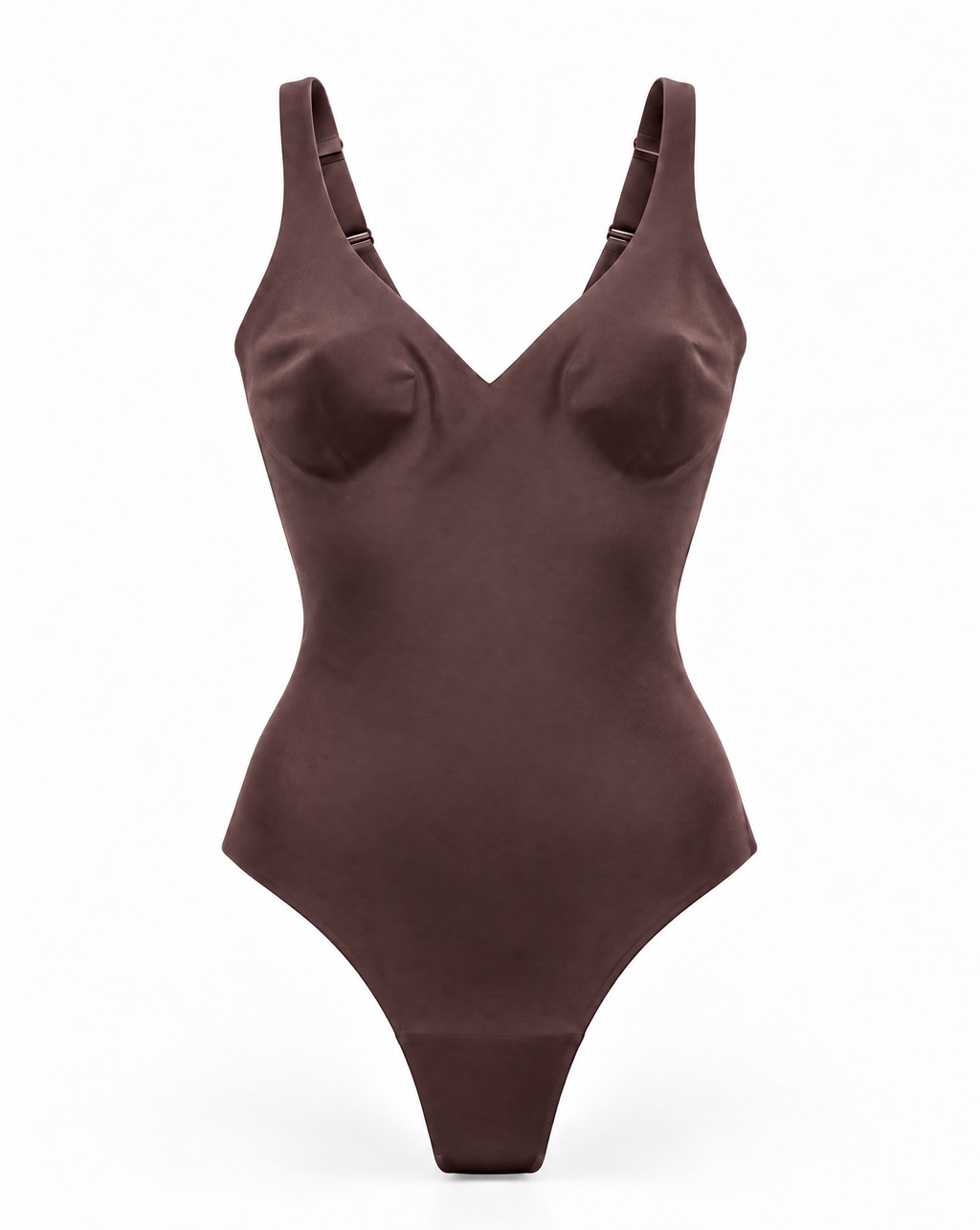 Toffee — The Sculpting Plunge Bodysuit, color:Chocolate