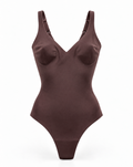 Toffee — The Sculpting Plunge Bodysuit, color:Chocolate